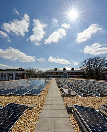 Solar array atop Clemons Library