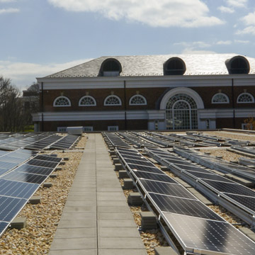 Solar array on the roof of Clemons Library