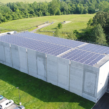 Solar array on the roof of Ivy Stacks