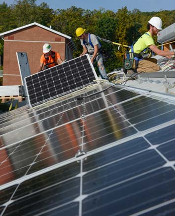 Solar array atop Skipwith Hall